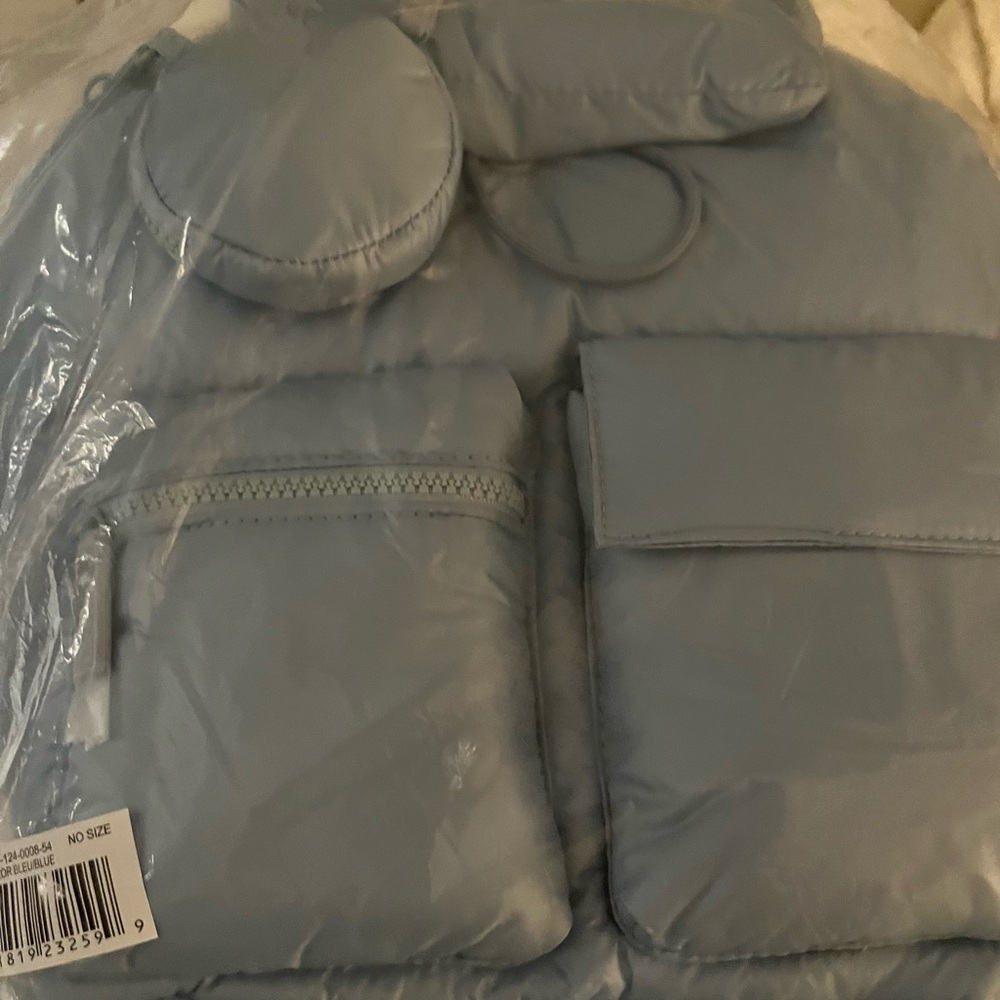 NWT Wildfox Puffy Light Blue Backpack - Picture 7 of 8